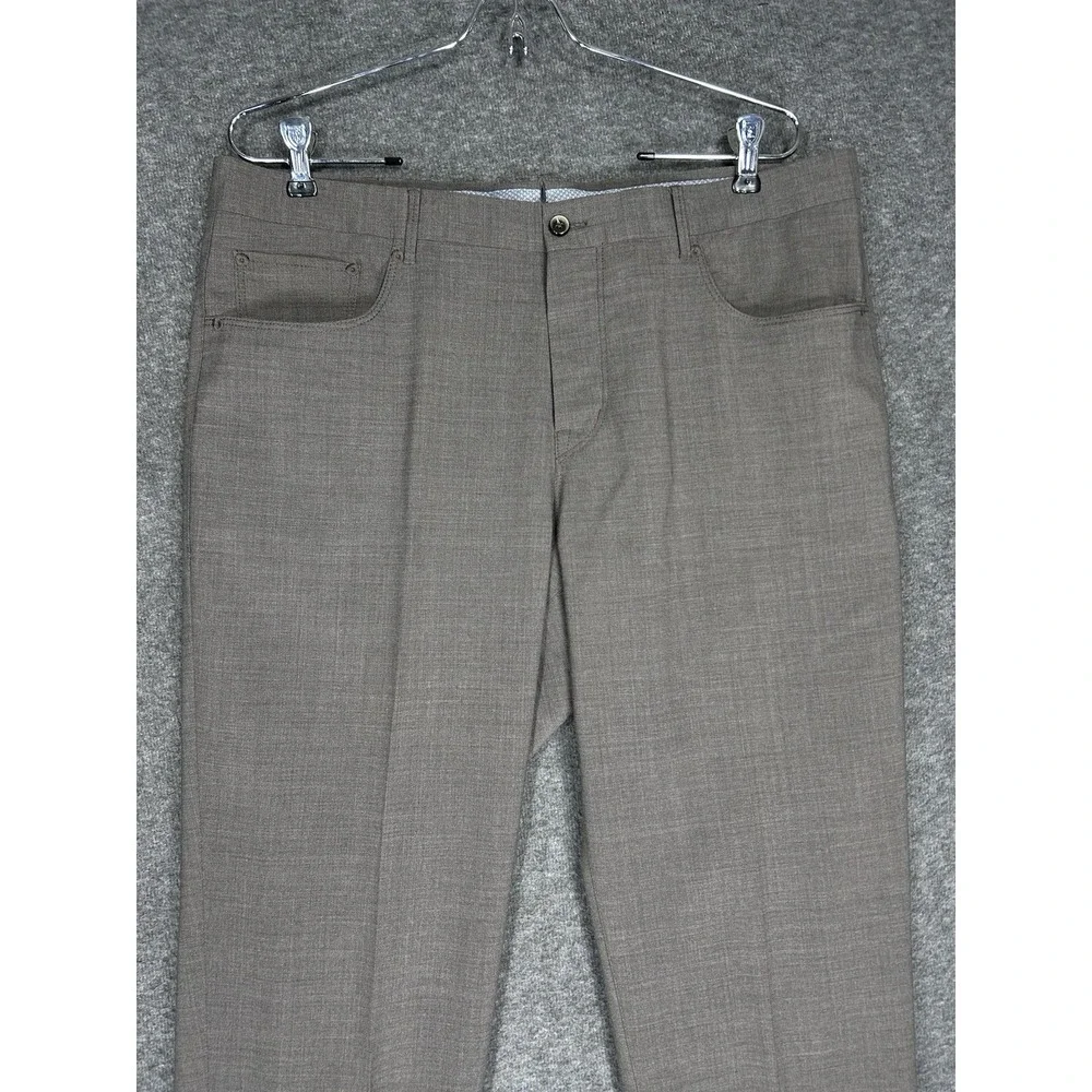 PT01 Dress Pants‎ Trousers Mens (52) 35x32 Gray Brown Strech Easy fit Wool Blend